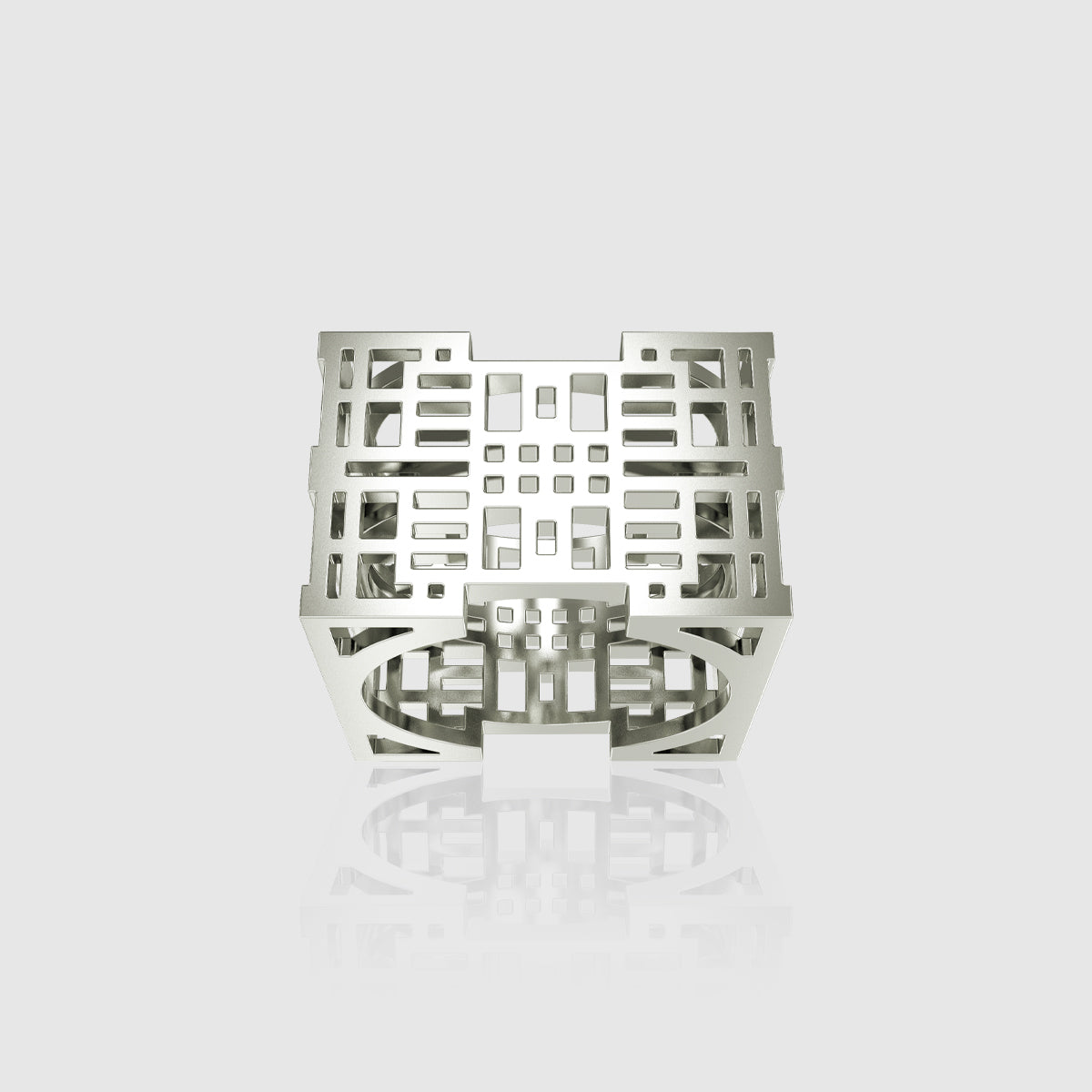 Bague homme en argent 925 hcube1 murumio vue de dessus