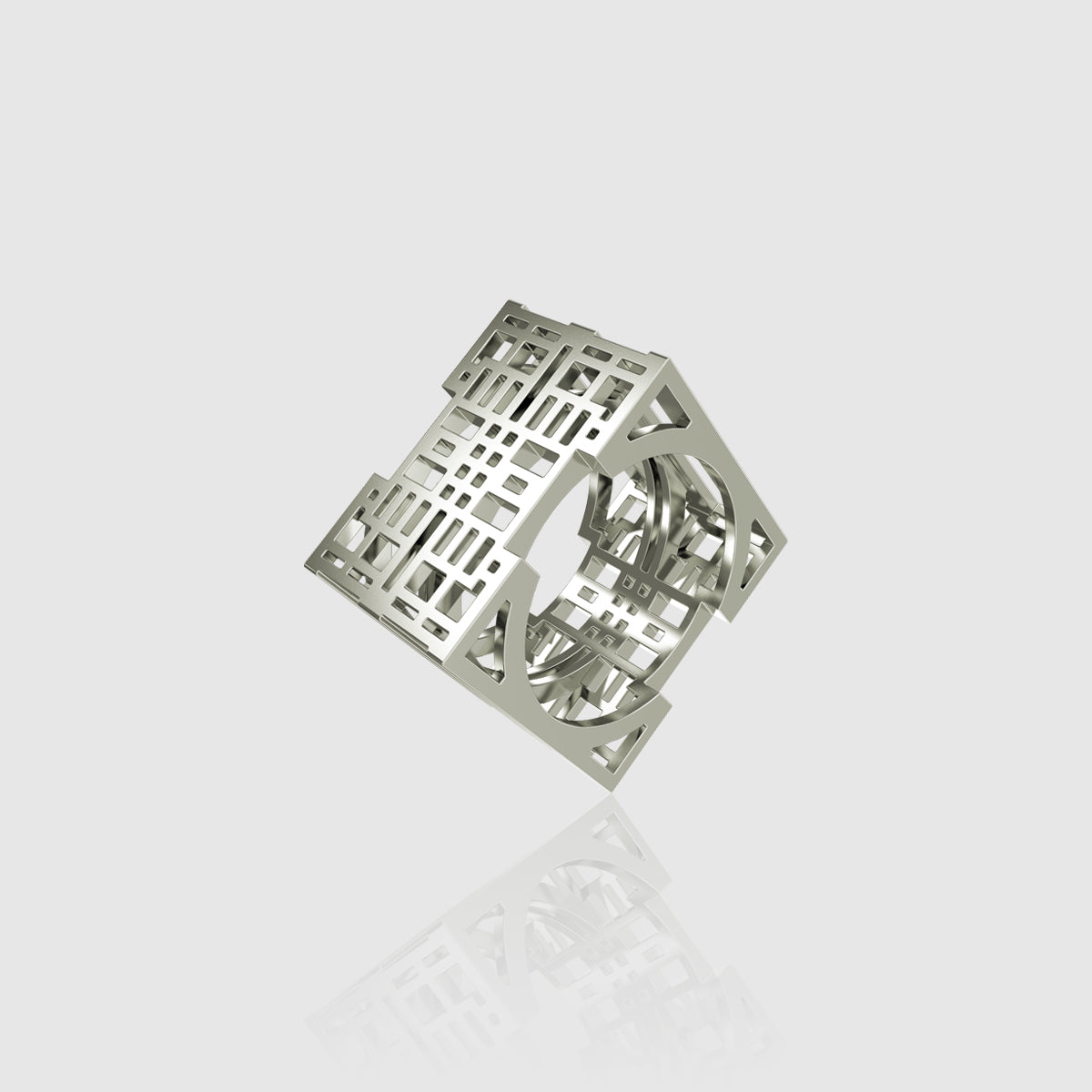 Bague homme en argent 925 hcube1 murumio vue en perspective