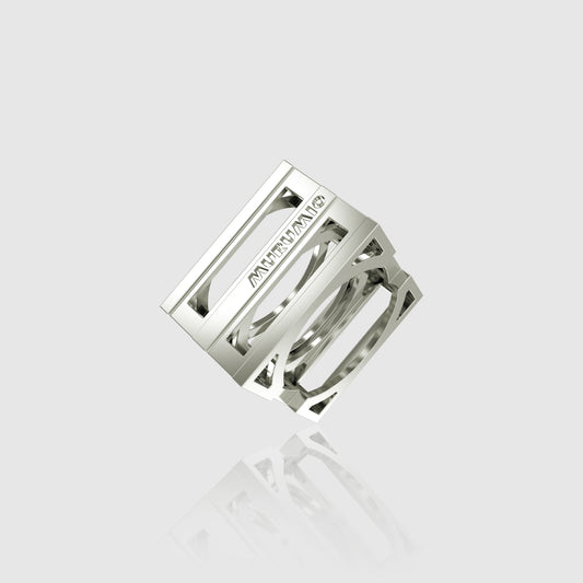 Bague homme double face en argent 925 hcube1 murumio vue en perspective 