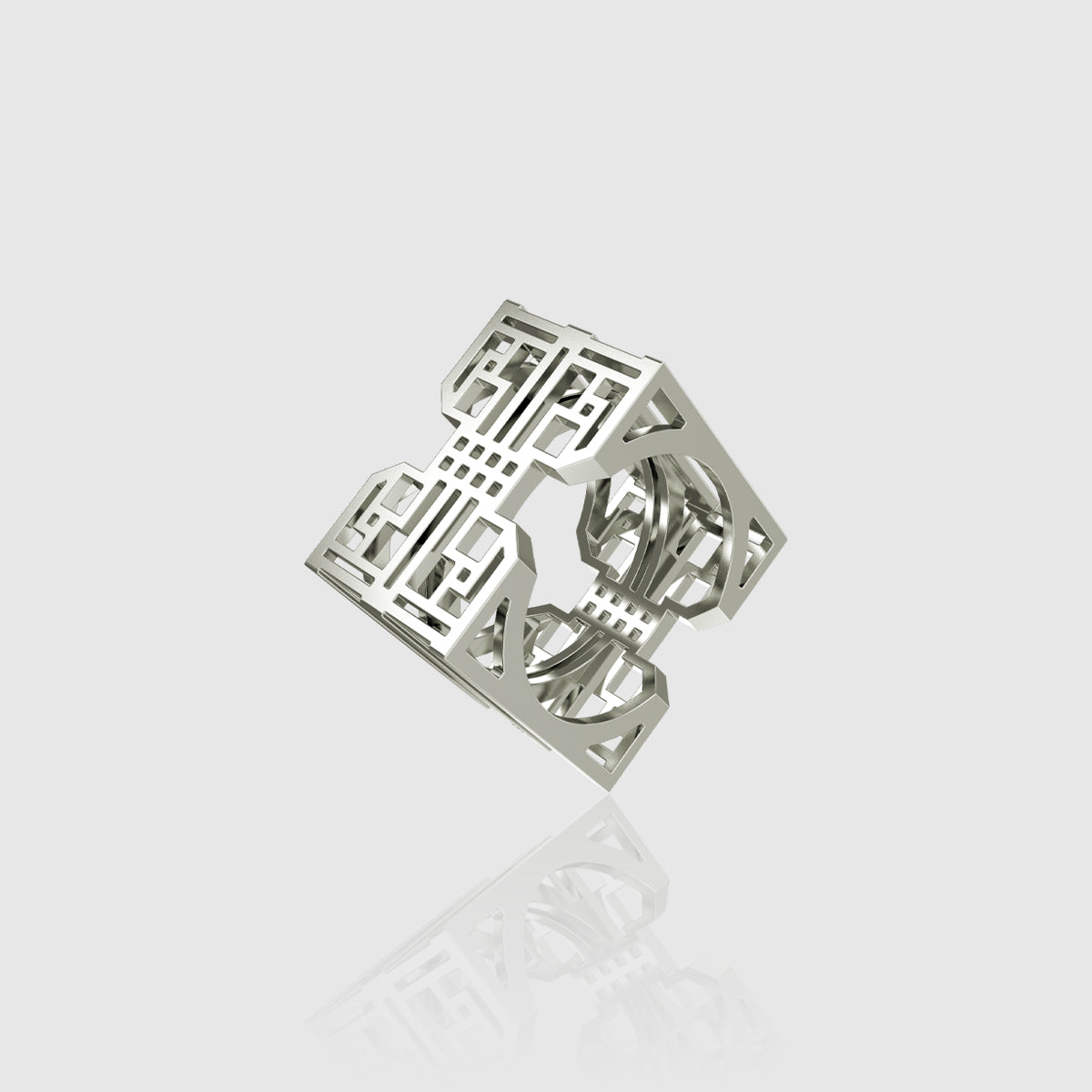 Bague pour homme en argent 925 hcube2 murumio vue en perspective