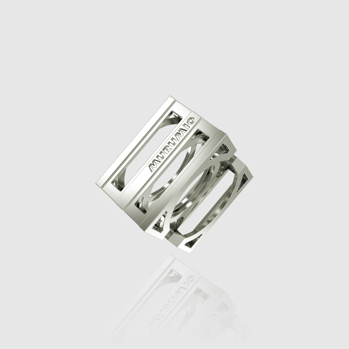 Bague double-face pour homme en argent 925 hcube2 murumio vue en perspective