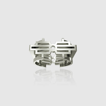 Bague homme double face en argent 925 hsquare1 murumio vue de dessus