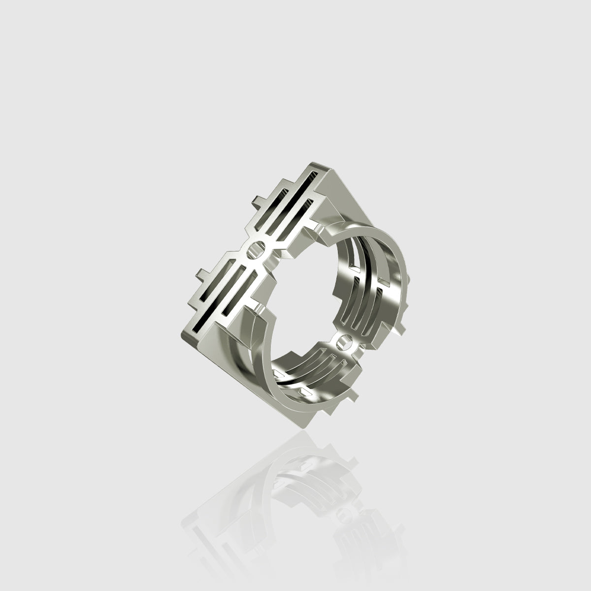 Bague homme double face en argent 925 hsquare1 murumio vue en perspective